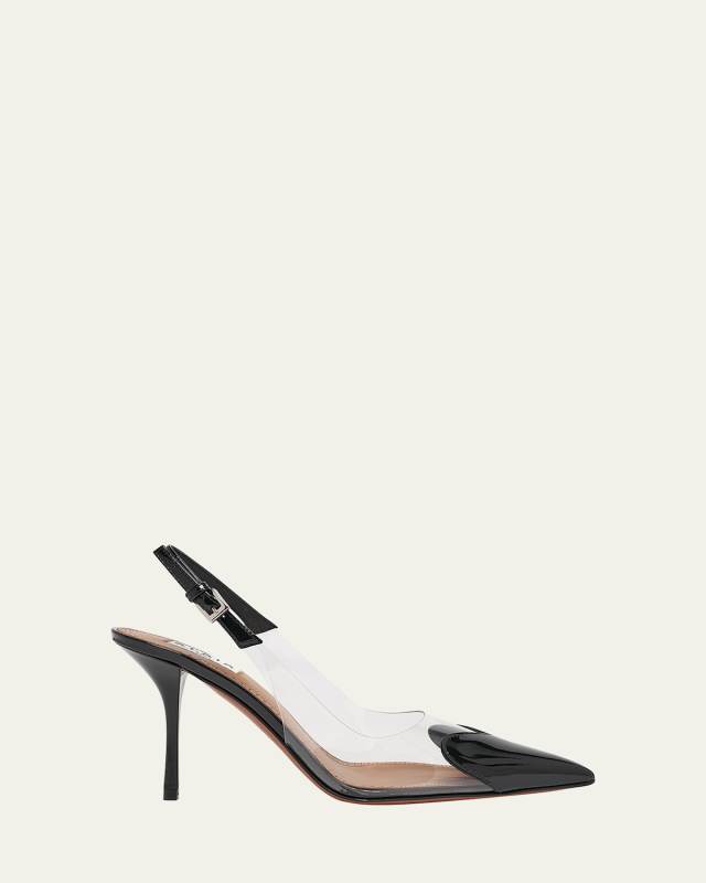 Coeur Clear Patent Heart-Toe Slingback Pumps